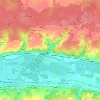 Mappa topografica La Batardière, altitudine, rilievo