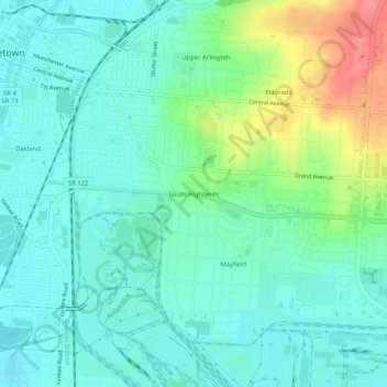 Mappa topografica South Highlands, altitudine, rilievo