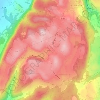 Mappa topografica Annoisin, altitudine, rilievo