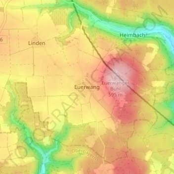 Mappa topografica Euerwang, altitudine, rilievo