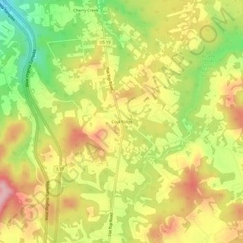 Mappa topografica Cool Ridge, altitudine, rilievo