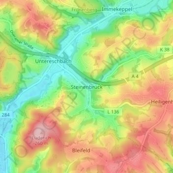 Mappa topografica Steinenbrück, altitudine, rilievo