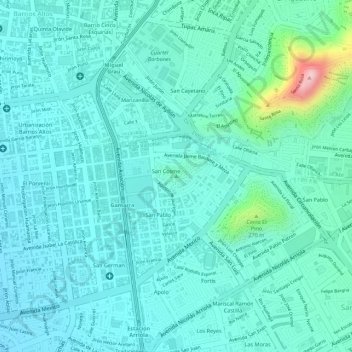 Mappa topografica Cerro San Cosme, altitudine, rilievo