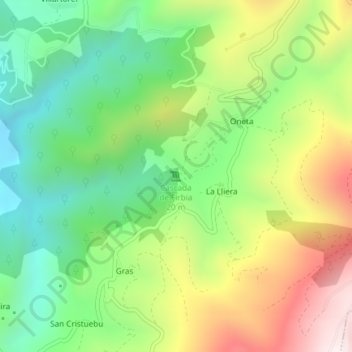 Mappa topografica Cascada de Firbia, altitudine, rilievo
