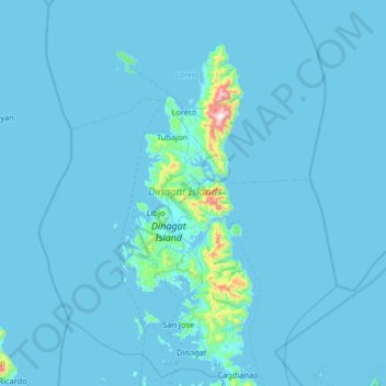 Mappa topografica Dinagat Island, altitudine, rilievo