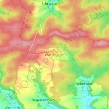 Mappa topografica Wüstenbuch, altitudine, rilievo
