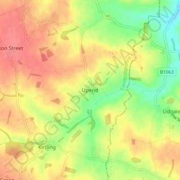 Mappa topografica Upend, altitudine, rilievo