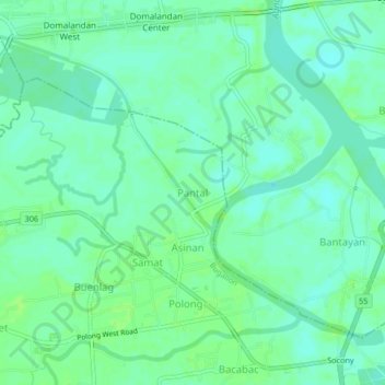 Mappa topografica Pantal, altitudine, rilievo