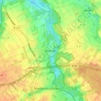Mappa topografica Brempt, altitudine, rilievo