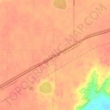 Mappa topografica Umbarger, altitudine, rilievo
