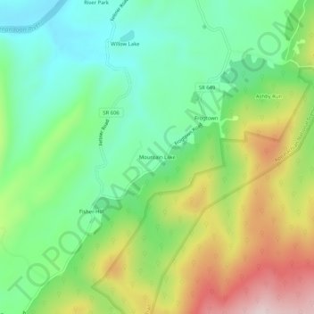 Mappa topografica Mountain Lake, altitudine, rilievo