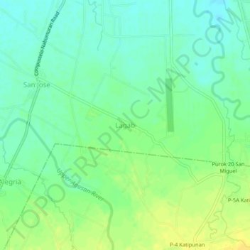 Mappa topografica Lagab, altitudine, rilievo