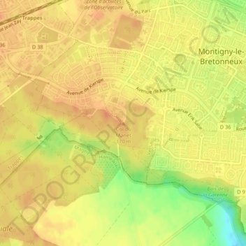 Mappa topografica Col du Manet, altitudine, rilievo