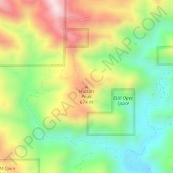 Mappa topografica Hutton Peak, altitudine, rilievo