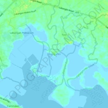 Mappa topografica Mangarin, altitudine, rilievo