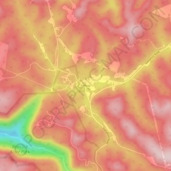 Mappa topografica Clifftop, altitudine, rilievo