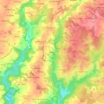 Mappa topografica Montléry, altitudine, rilievo