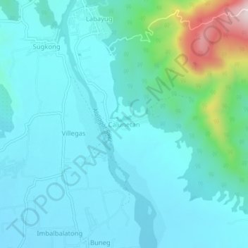 Mappa topografica Calunetan, altitudine, rilievo