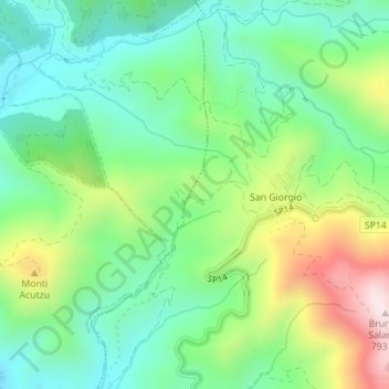 Mappa topografica San Giorgio, altitudine, rilievo