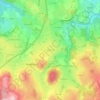 Mappa topografica Chatimbarbe, altitudine, rilievo