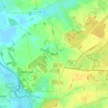 Mappa topografica Forst, altitudine, rilievo