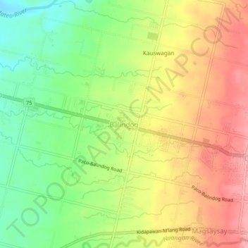 Mappa topografica Balindog, altitudine, rilievo