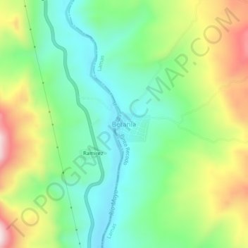 Mappa topografica Betania, altitudine, rilievo