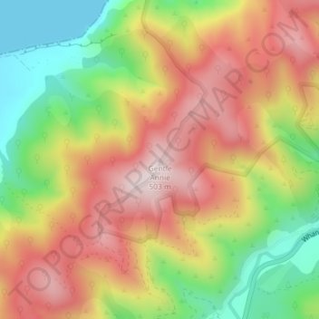 Mappa topografica Gentle Annie, altitudine, rilievo