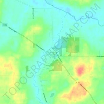 Mappa topografica Tompkins, altitudine, rilievo