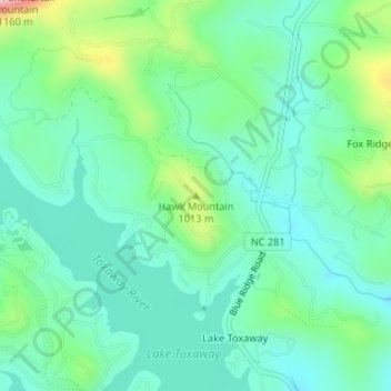 Mappa topografica Hawk Mountain, altitudine, rilievo
