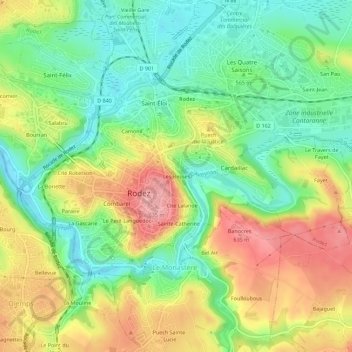 Mappa topografica Les Besses, altitudine, rilievo