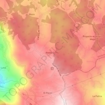 Mappa topografica Piedra Gorda, altitudine, rilievo