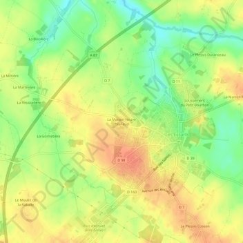 Mappa topografica La Maison Neuve Paynaud, altitudine, rilievo