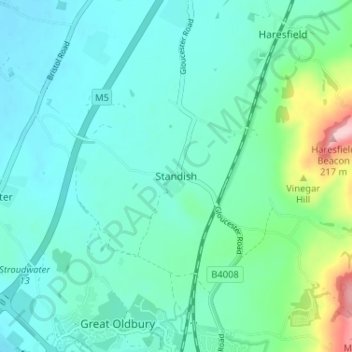 Mappa topografica Standish, altitudine, rilievo