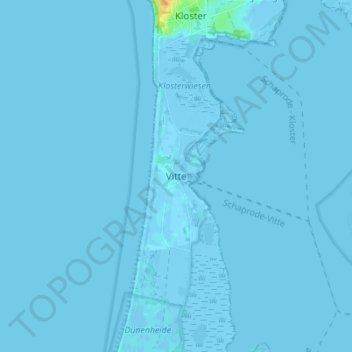 Mappa topografica Vitte, altitudine, rilievo