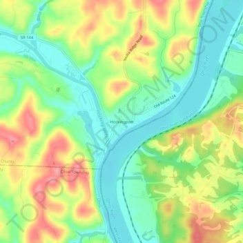 Mappa topografica Hockingport, altitudine, rilievo