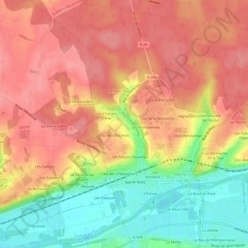Mappa topografica Les Epinettes, altitudine, rilievo