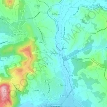 Mappa topografica Les Trieux, altitudine, rilievo