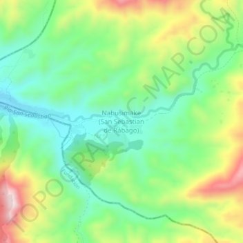 Mappa topografica Nabusimake (San Sebastian de Rábago), altitudine, rilievo