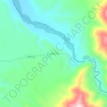 Mappa topografica Potrerillo, altitudine, rilievo