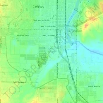 Mappa topografica San Jose, altitudine, rilievo