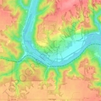 Mappa topografica Fraser, altitudine, rilievo