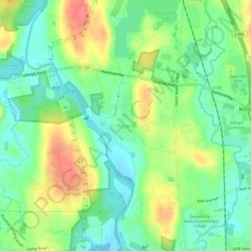 Mappa topografica Rogers, altitudine, rilievo