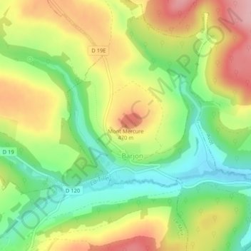 Mappa topografica Mont Mercure, altitudine, rilievo