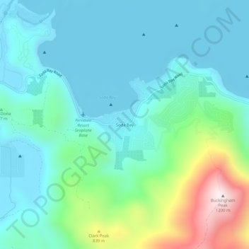 Mappa topografica Soda Bay, altitudine, rilievo