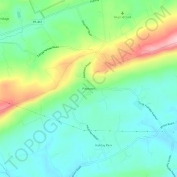 Mappa topografica Piketown, altitudine, rilievo