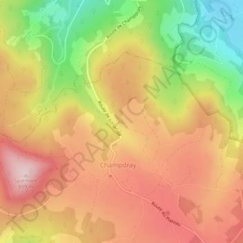 Mappa topografica Platicôte, altitudine, rilievo