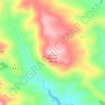 Mappa topografica Spruce Mountain, altitudine, rilievo