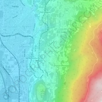 Mappa topografica Villazzano, altitudine, rilievo