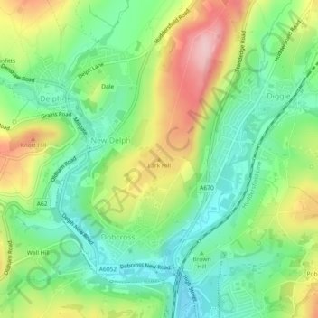 Mappa topografica Lark Hill, altitudine, rilievo